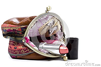 The handwork does Makeup bag Stock Photo