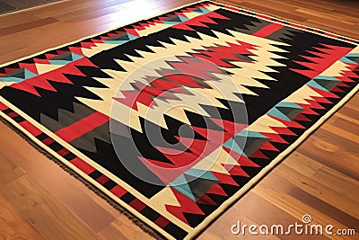 handwoven tribal indian dhurrie rug with fine details Stock Photo