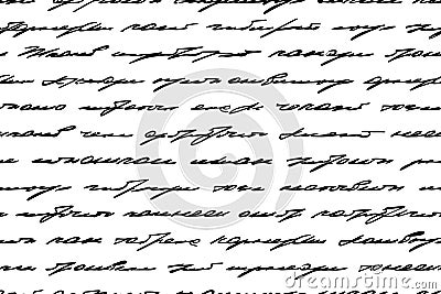 Handwrite text. Write sketch story. Handwritten seamless pattern. Words scrawl background. Abstract script. Handwriting scribble. Vector Illustration