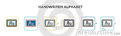 Handwriten alphabet vector icon in 6 different modern styles. Black, two colored handwriten alphabet icons designed in filled, Vector Illustration