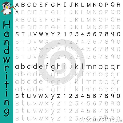 Handwriting alphabet number Vector Illustration