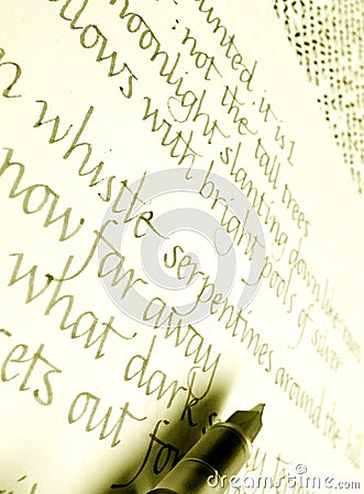 Handwriting in calligraphy styles Stock Photo