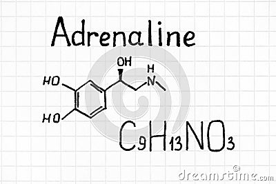 Handwriting Chemical formula of Adrenaline Stock Photo