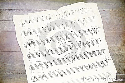 Handwriting music sheet Stock Photo