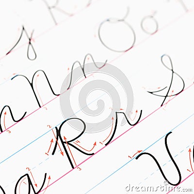 Handwriting practice. Stock Photo