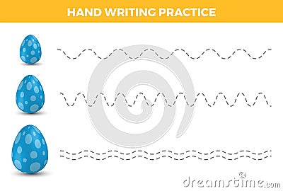 Handwriting practice sheet. Basic writing. Educational game for children. Vector Illustration