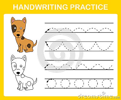 Handwriting practice sheet Vector Illustration