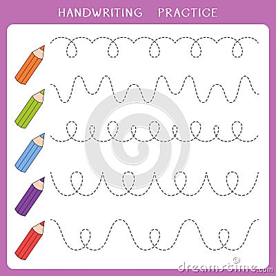 Handwriting practice sheet Vector Illustration