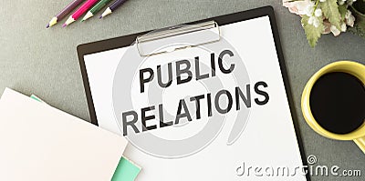 Handwriting Public Relations with black marker on paper scoreboard Stock Photo