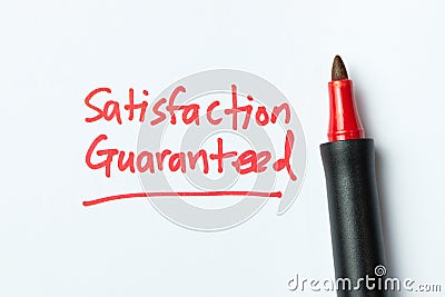 Handwriting of satisfaction guarantee Stock Photo