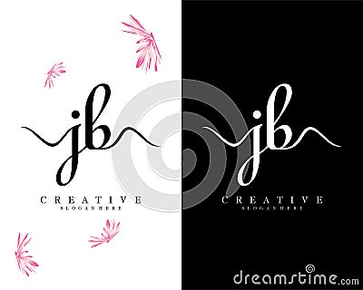 Handwriting script letter jb, bj logo design vector Vector Illustration