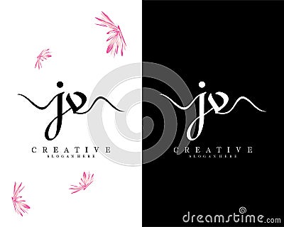 Handwriting script letter jv, vj logo design vector Vector Illustration