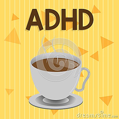 Handwriting text Adhd. Concept meaning Mental health disorder of children Hyperactive Trouble paying attention Stock Photo