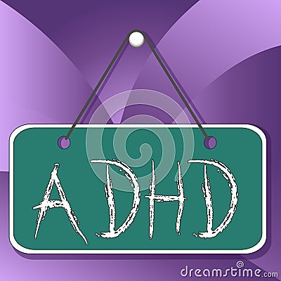 Handwriting text Adhd. Concept meaning Mental health disorder of children Hyperactive Trouble paying attention Colored memo Stock Photo