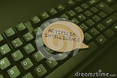 Handwriting text Artificial Intelligence. Word for programmed to think like human and mimic his actions Converting Stock Photo