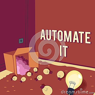 Handwriting text Automate It. Conceptual photo convert process or facility to be operated automatic equipment. Light Stock Photo