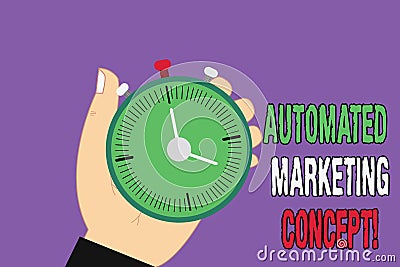 Handwriting text Automated Marketing Concept. Concept meaning automate repetitive tasks such as emails Hu analysis Hand Stock Photo