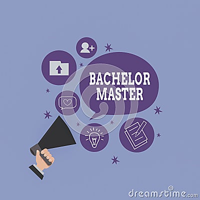 Handwriting text Bachelor Master. Concept meaning An advanced degree completed after bachelor s is degree Hu analysis Hand Holding Stock Photo