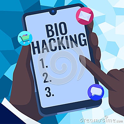 Sign displaying Bio Hacking. Business idea exploiting genetic material experimentally without regard to ethical Stock Photo