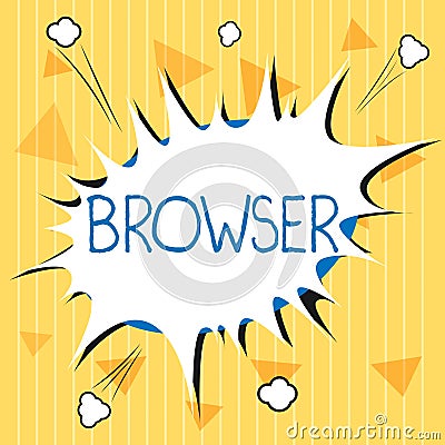 Handwriting text Browser. Concept meaning Computer program Graphical user interface Displaying HTML files Stock Photo