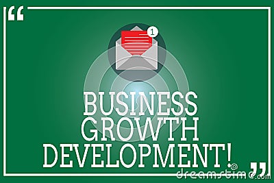 Handwriting text Business Growth Development. Concept meaning improving some measure of an enterprise success Open Stock Photo