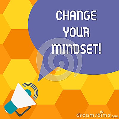 Handwriting text Change Your Mindset. Concept meaning fixed mental attitude or disposition demonstrating responses Stock Photo
