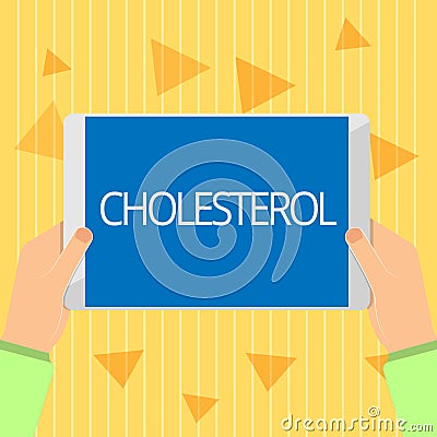 Handwriting text Cholesterol. Concept meaning Steroid alcohol present in animal cells and body fluids Stock Photo