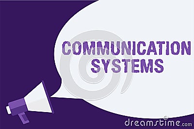 Handwriting text Communication Systems. Concept meaning Flow of Information use of Machine to transmit signals Megaphone Stock Photo