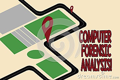 Handwriting text Computer Forensic Analysis. Concept meaning evidence found in computers and storage media Road Map Stock Photo