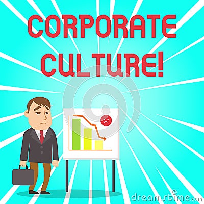 Handwriting text Corporate Culture. Concept meaning beliefs and attitudes that characterize a company Businessman Clerk Stock Photo