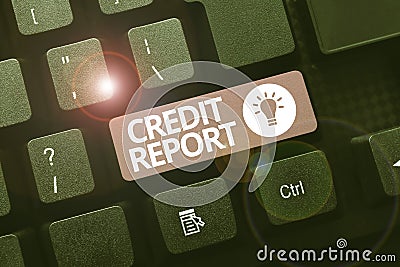 Handwriting text Credit Report. Business concept Borrowing Rap Sheet Bill and Dues Payment Score Debt History -48664 Stock Photo