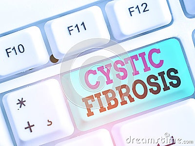 Handwriting text Cystic Fibrosis. Concept meaning a hereditary disorder affecting the exocrine glands Stock Photo