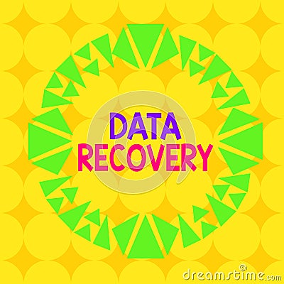 Handwriting text Data Recovery. Concept meaning process of salvaging inaccessible lost or corrupted data Asymmetrical Stock Photo
