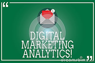 Handwriting text Digital Marketing Analytics. Concept meaning measure business metrics like traffic and leads Open Stock Photo