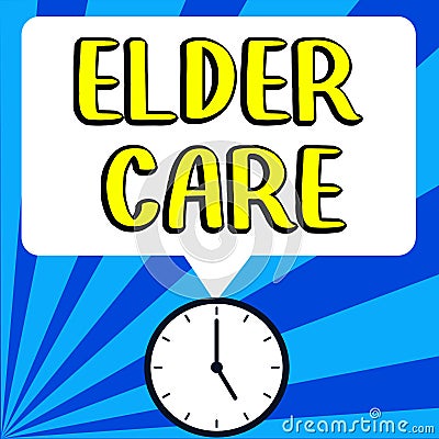 Handwriting text Elder Care. Conceptual photo the care of older people who need help with medical problems Stock Photo