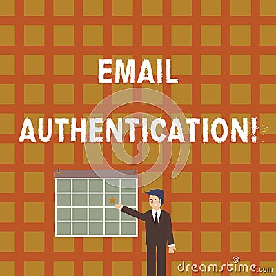 Handwriting text Email Authentication. Concept meaning used to block harmful or fraudulent uses of email Businessman Stock Photo