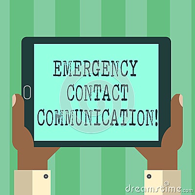 Handwriting text Emergency Contact Communication. Concept meaning Notification system or plans during crisis Hu analysis Stock Photo