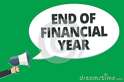 Handwriting text End Of Financial Year. Concept meaning Revise and edit accounting sheets from previous year Message idea informat Stock Photo