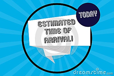 Handwriting text Estimated Time Of Arrival. Concept meaning Hours at which a flight is supposed to arrive Folded 3D Stock Photo