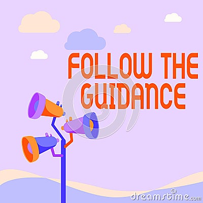 Handwriting text Follow The Guidance. Business showcase controlling a course of projectile by builtin mechanism Pole Stock Photo
