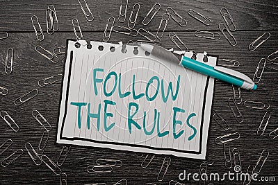 Handwriting text Follow The Rules. Business idea go with regulations governing conduct or procedure Bright New Ideas Stock Photo