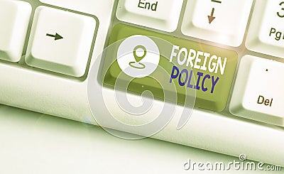 Handwriting text Foreign Policy. Concept meaning a government strategy in dealing with other nations Stock Photo