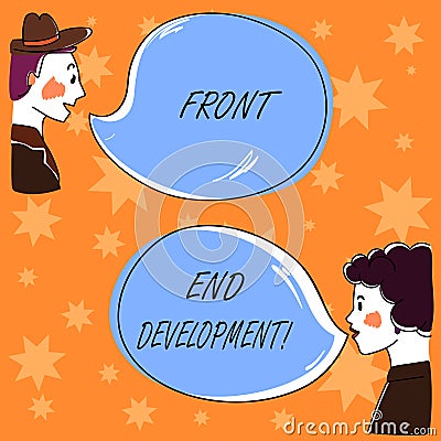 Handwriting text Front End Development. Concept meaning Altering data to graphical interface for user to view Hand Drawn Stock Photo