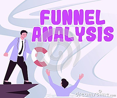 Handwriting text Funnel Analysis. Internet Concept mapping and analyzing a series of events towards a goal Stock Photo