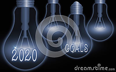 Handwriting text 2020 Goals. Concept meaning a targeted list of ambitions that need to be fulfilled in a year. Stock Photo