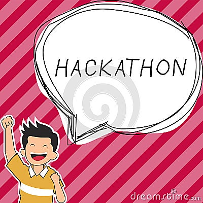 Handwriting text Hackathon. Word for event where large number of people engage in programming Stock Photo