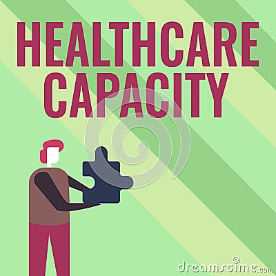 Handwriting text Healthcare Capacity. Concept meaning maximum amount of patients provided with the right medical service Stock Photo