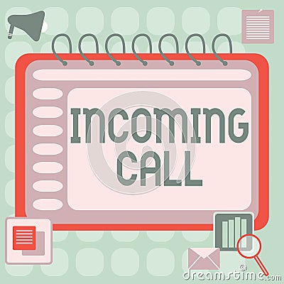 Handwriting text Incoming Call. Business approach Inbound Received Caller ID Telephone Voicemail Vidcall Blank Open Stock Photo