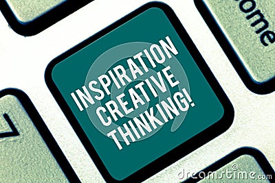 Handwriting text Inspiration Creative Thinking. Concept meaning Ability to come up with fresh and new ideas Keyboard key Stock Photo