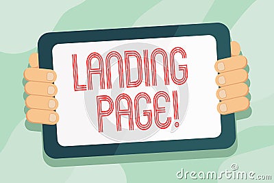 Handwriting text Landing Page. Concept meaning web which serves as entry point for particular website Color Tablet Stock Photo